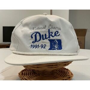 VTG 90s Speedway Duke Blue Devils Hat OSFA National Champs 1991-92 Rope Cap